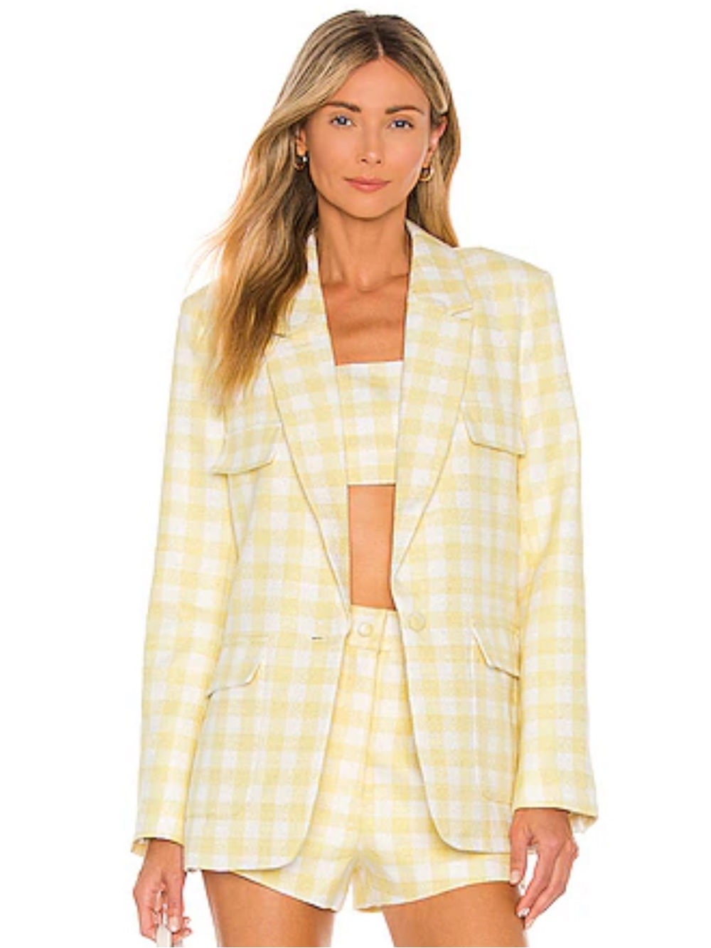 CAMILA COELHO Dona Blazer in Yellow & White XS 🌼 Brand new with tags